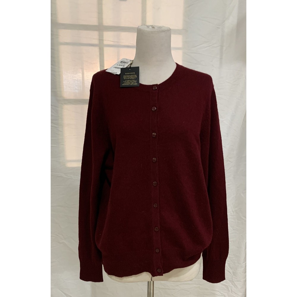 NWT Charter Club  Button Down Cardigan 100% cashmere size L In Crantini Sweater